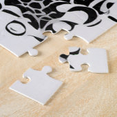 Zwart & wit lachende kanten schedel legpuzzel (Zijkant)