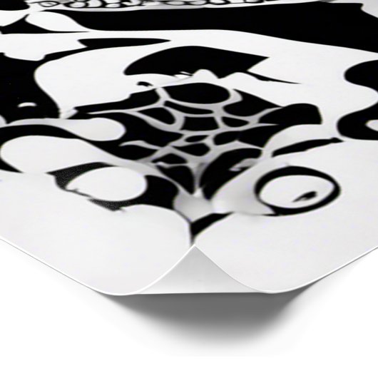 Zwart & wit lachende kanten schedel perfect poster (Hoek)