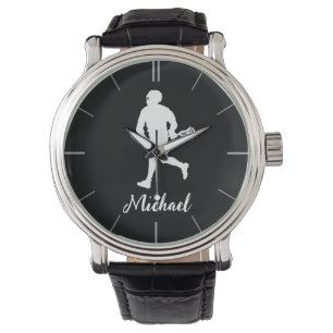 Zwart-wit Lacrosse Speler Horloge