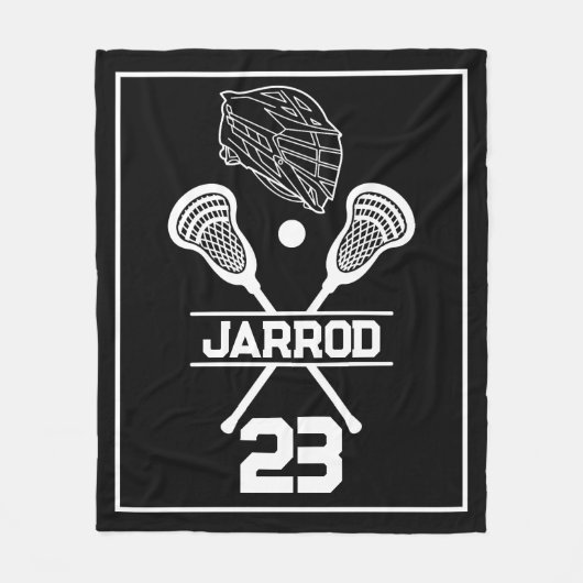 Zwart-wit Lacrosse Spelernummer Sport Fleece Deken (Voorkant)