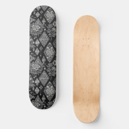 Zwart-wit Lacy Diamanten Bloemen Persoonlijk Skateboard