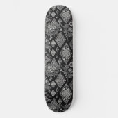 Zwart-wit Lacy Diamanten Bloemen Persoonlijk Skateboard (Voorkant)