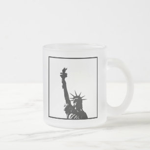 Zwart & Wit Lady Liberty Silhouet Matglas Koffiemok