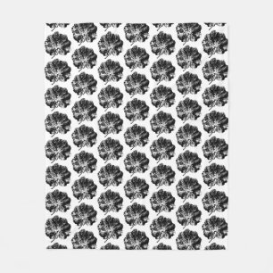 Zwart-wit Lady's Mantle Leaf Print Patroon Fleece Deken