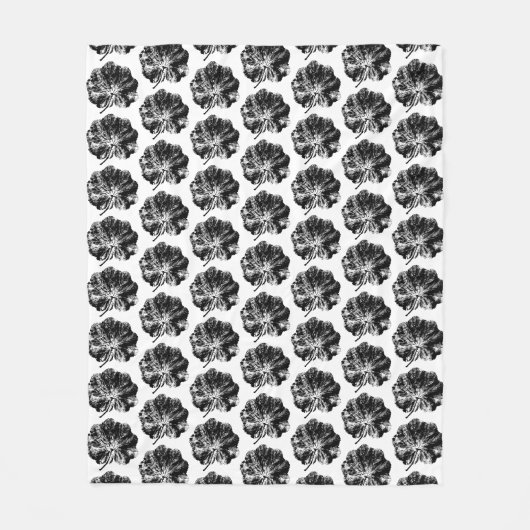 Zwart-wit Lady's Mantle Leaf Print Patroon Fleece Deken (Voorkant)