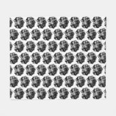 Zwart-wit Lady's Mantle Leaf Print Patroon Fleece Deken (Voorkant (Horizontaal))
