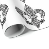  zwart-wit lafond De Lis Cadeaupapier (Rol Hoek)