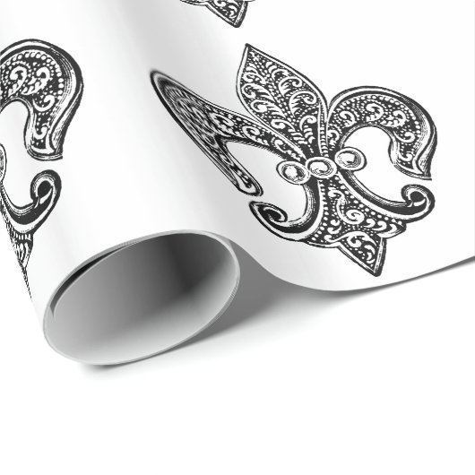 zwart-wit lafond De Lis Cadeaupapier (Rol Hoek)