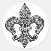  zwart-wit lafond De Lis Ronde Sticker (Voorkant)