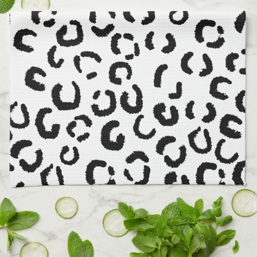 Zwart-wit lakspatroon. theedoek (Gevouwen)