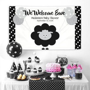 Zwart wit lam ballonnen schattig vet Baby shower Spandoek