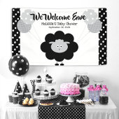 Zwart wit lam ballonnen schattig vet Baby shower Spandoek