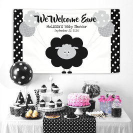 Zwart wit lam ballonnen schattig vet Baby shower Spandoek