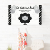 Zwart wit lam ballonnen schattig vet Baby shower Spandoek (Insitu)
