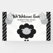 Zwart wit lam ballonnen schattig vet Baby shower Spandoek (Horizontaal)