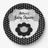 Zwart wit lam schattig lief modern Baby shower Papieren Bordje (Voorkant)