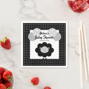 Zwart wit lam schattig lief modern Baby shower Servet