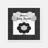 Zwart wit lam schattig lief modern Baby shower Servet (Voorkant)