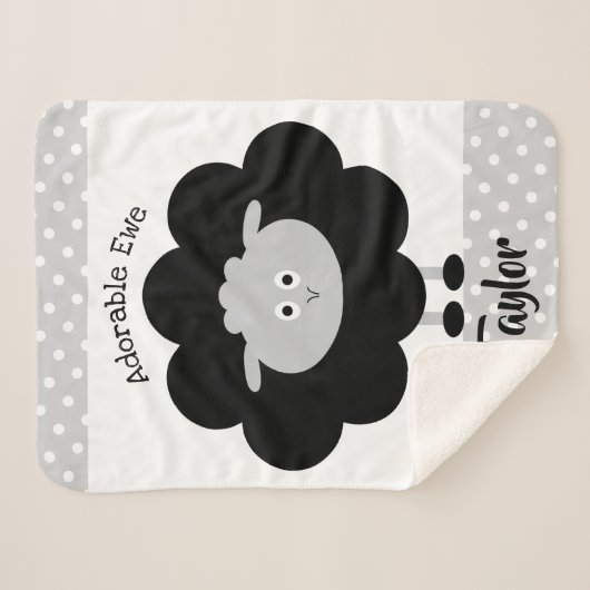 Zwart wit lampje, Genderneutraal Schattig ooiebeel Sherpa Deken (Voorkant (horizontaal))