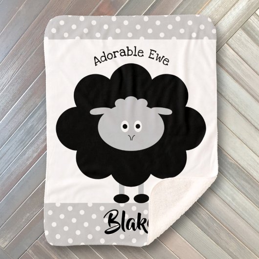 Zwart wit lampje, Genderneutraal Schattig ooiebeel Sherpa Deken