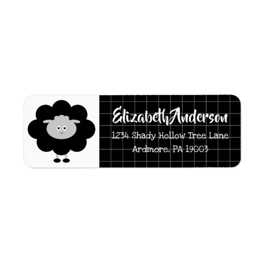 Zwart wit lampje Modern Kawaii Baby shower Adres Etiket (Voorkant)