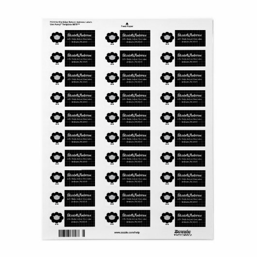 Zwart wit lampje Modern Kawaii Baby shower Adres Etiket (Full Sheet)