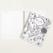 Zwart-wit landelijk bloemmotief planner (Display)