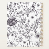Zwart-wit landelijk bloemmotief planner (Achterkant)