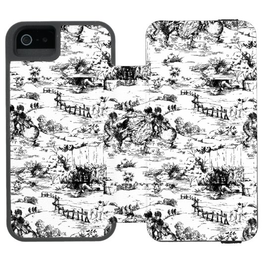  zwart-wit landelijk toilet incipio iPhone portemonnee hoesje (Agenda Open)