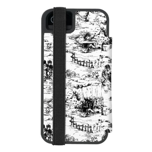  zwart-wit landelijk toilet incipio iPhone portemonnee hoesje (Agenda Achterkant)