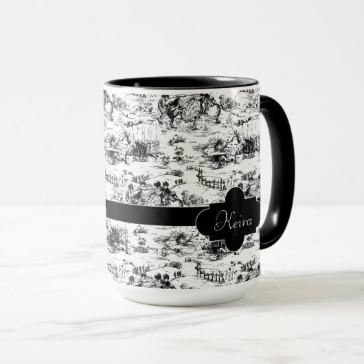  zwart-wit landelijk toilet mok (Voorkant rechts)