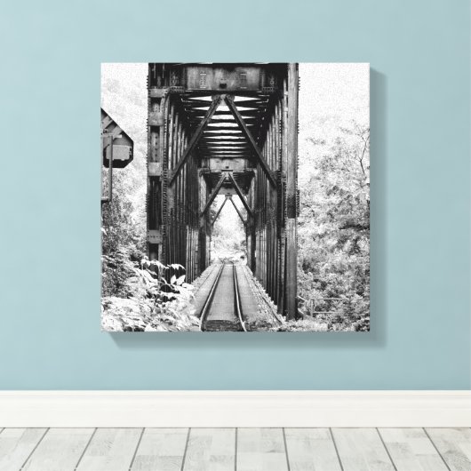 Zwart-wit landelijke trein trellis op canvas (Insitu (Houten vloer))