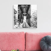 Zwart-wit landelijke trein trellis op canvas (Insitu (Woonkamer))