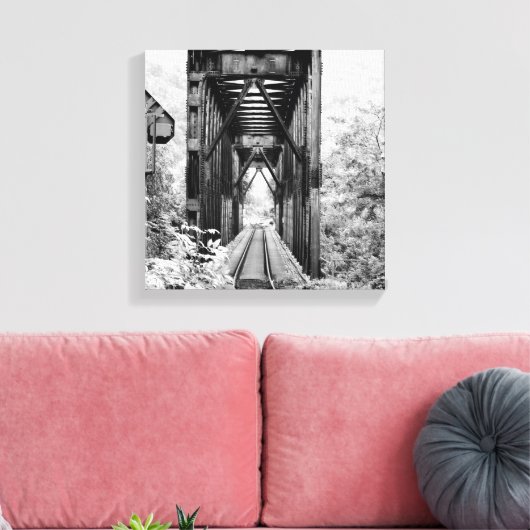 Zwart-wit landelijke trein trellis op canvas (Insitu (Woonkamer))