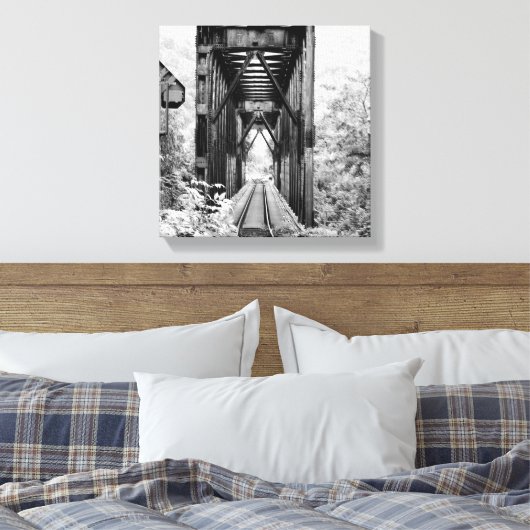 Zwart-wit landelijke trein trellis op canvas (Insitu (Slaapkamer))