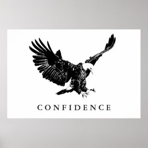 Zwart Wit Landing Eagle Motivatie Vertrouwen Poster