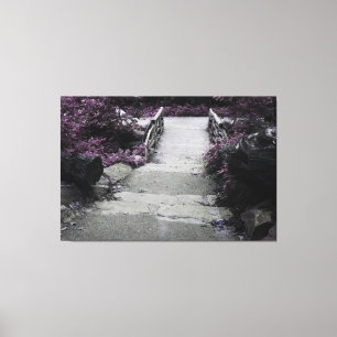 Zwart-wit landschap brug foto canvas afdruk
