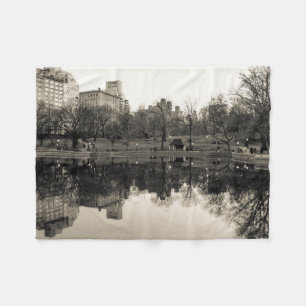 Zwart-wit landschap in Central Park Fleece Deken