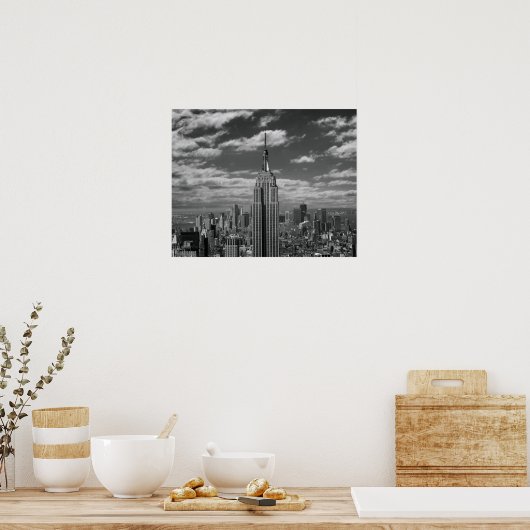 Zwart-wit landschap in New York City skyline Poster (Keuken)