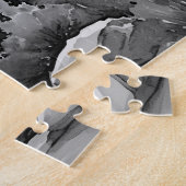 Zwart-wit landschapsschilderij van bergen legpuzzel (Zijkant)