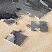 Zwart-wit landschapsschilderij van bergen legpuzzel (Zijkant)