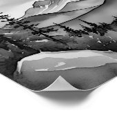 Zwart-wit landschapsschilderij van bergen poster (Hoek)