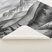 Zwart-wit landschapsschilderij van bergen sherpa deken (3/4)