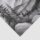 Zwart-wit landschapsschilderij van bergen tissuepapier (Detail)