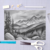 Zwart-wit landschapsschilderij van bergen tissuepapier (Craft)