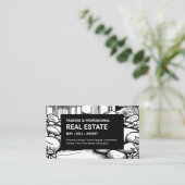 Zwart-wit landschapsvastgoed visitekaartje (Staand voorkant)