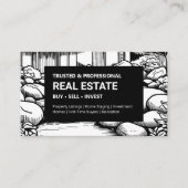 Zwart-wit landschapsvastgoed visitekaartje (Voorkant)