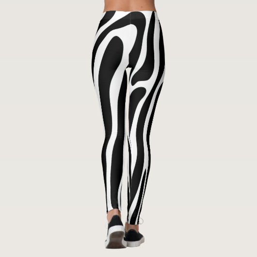 Zwart-wit Lange streep Zebra Legging (Achterkant)