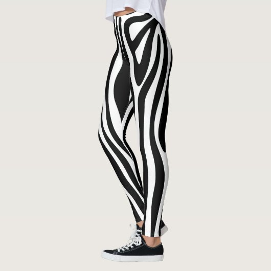 Zwart-wit Lange streep Zebra Legging (Links)