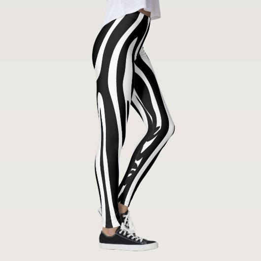 Zwart-wit Lange streep Zebra Legging (Rechts)